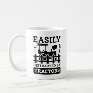 Taza De Café Fácilmente Distraído Por Tractores