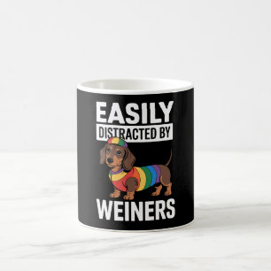 Taza De Café Fácilmente Distraído Por Weiners LGBTQ Arcoíris Ga