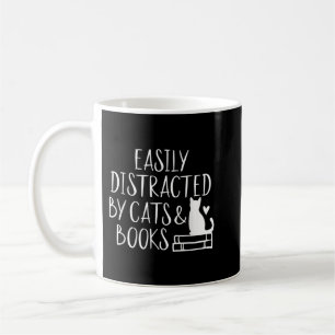 Taza De Café Fácilmente Distratizado por Gatos y Libros - Libro