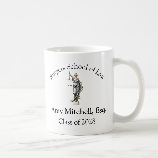Taza De Café Facultad de Derecho personalizada/Señora Justicia  (Derecha)
