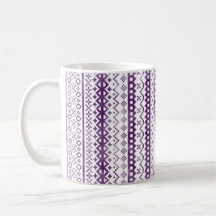 Taza De Café Faded Fair Isle Knit Watercolor Cabincore púrpura