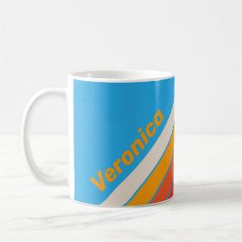 Taza De Café Faded Surf Blue Stripes with Name