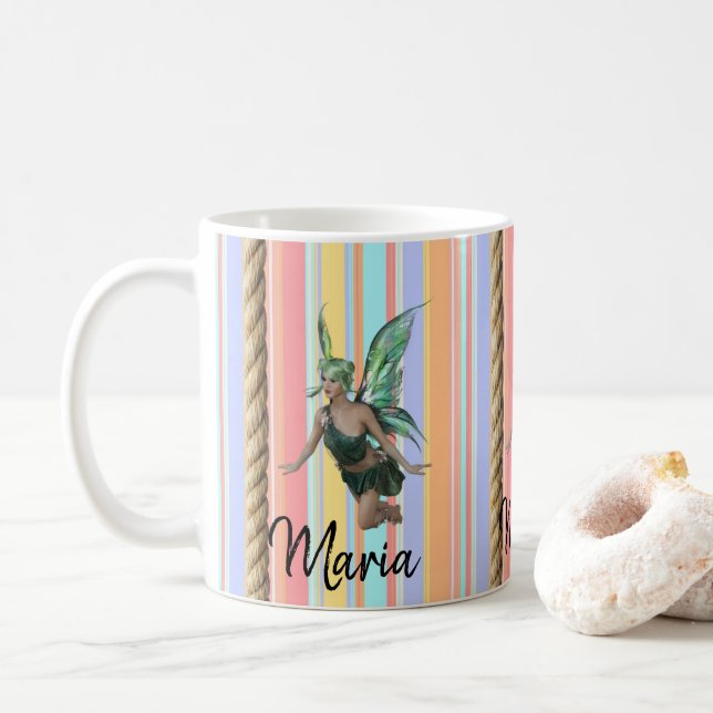 Taza De Café Fairy Rope Pastel Stripe Mug (Con donut)