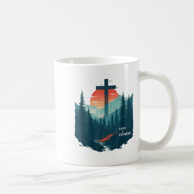 Taza De Café Faith &amp; Fitness Christian - Workout Motivation (Derecha)