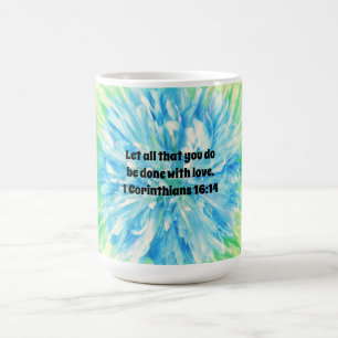 Taza De Café Faith Blue Flower Bible Verse Love Mug Cup