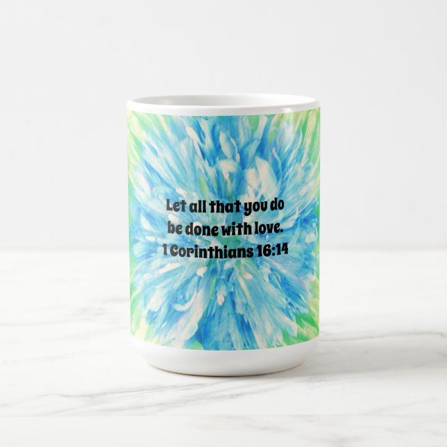 Taza De Café Faith Blue Flower Bible Verse Love Mug Cup (Centro)