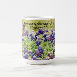 Taza De Café Faith Bluebonnets Flor Scripting Faith Mug