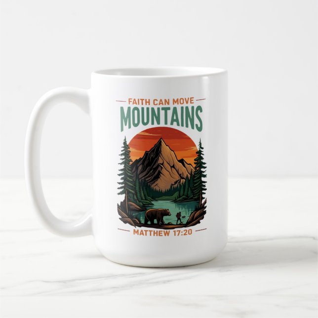 Taza De Café Faith Can Move Mountains Adventure Christian (Izquierda)