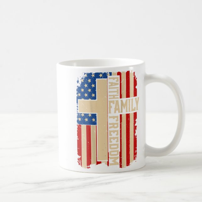 Taza De Café Faith Family Dom God Country Patriotic Christian O (Derecha)