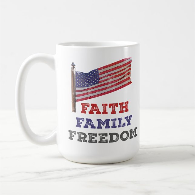 Taza De Café Faith Family Freedom (Izquierda)