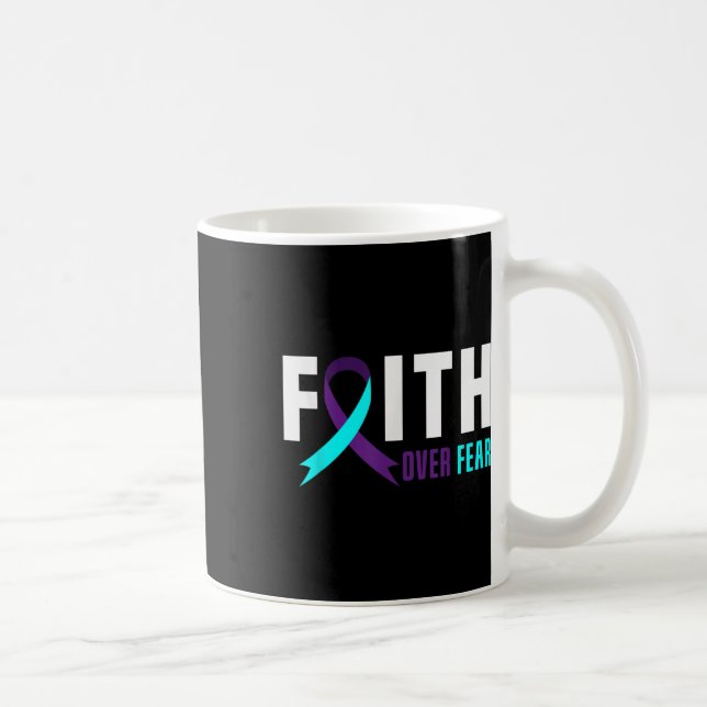 Taza De Café Faith God Fear Support Suicide Prevention Awarenes (Derecha)