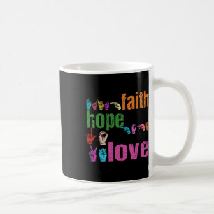 Taza De Café Faith Hope Love American Rótulo Language Christian