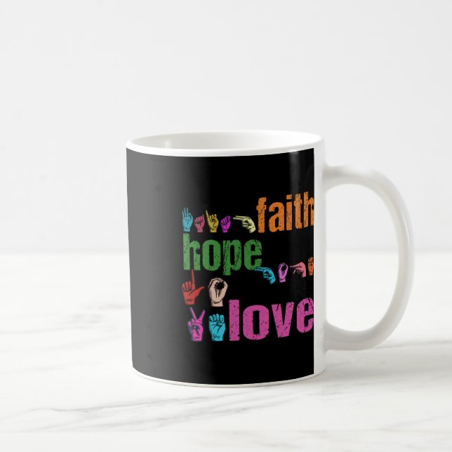 Taza De Café Faith Hope Love American Rótulo Language Christian (Derecha)