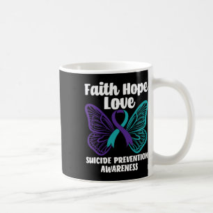 Taza De Café Faith Hope Love Butterfly Suicidio Preventivo