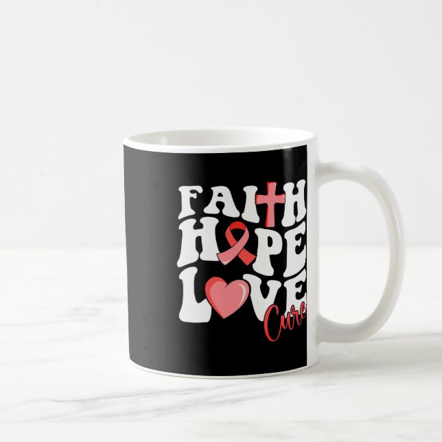 Taza De Café Faith Hope Love Cure Burgundy Ribbon Sickle Cell W (Derecha)