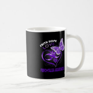 Taza De Café Faith Hope Love Fibromialgia Awareness Heart Butte
