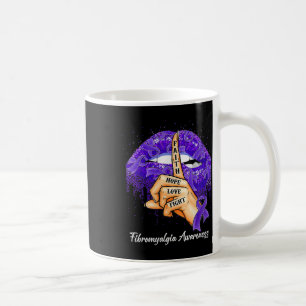 Taza De Café Faith Hope Love Fight Purple Ribbon Fibromialgia A
