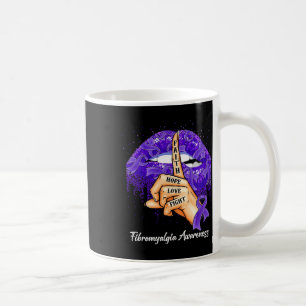 Taza De Café Faith Hope Love Fight Purple Ribbon Fibromialgia A