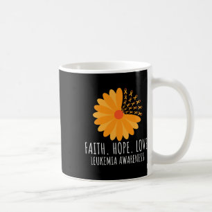 Taza De Café Faith Hope Love Flower Naranja Ribbon Leukemia Awa