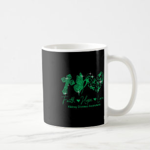 Taza De Café Faith Hope Love Green Ribbon Kidney Disease Awaren