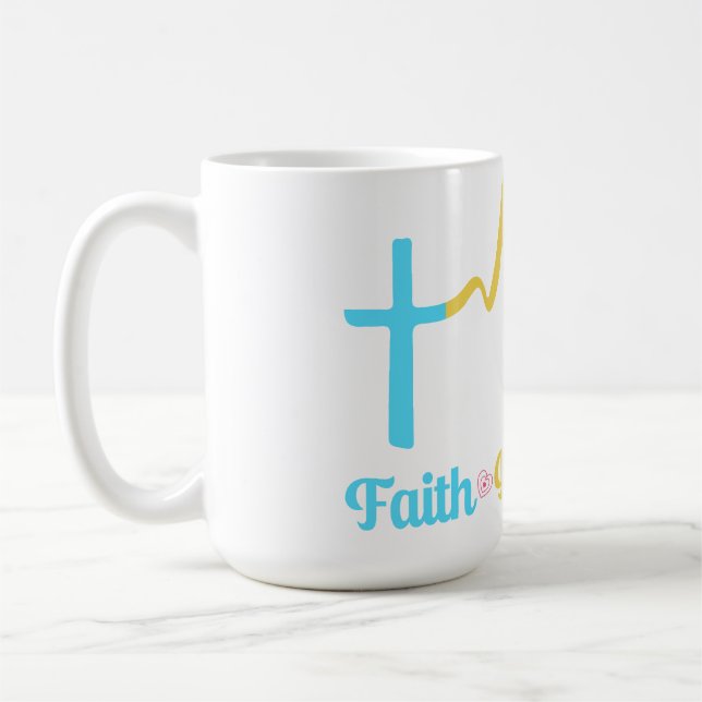 Taza De Café Faith Hope Love Hearts (Izquierda)
