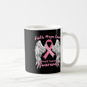 Taza De Café Faith Hope Love Mama Cancer Awareness Wings Pink