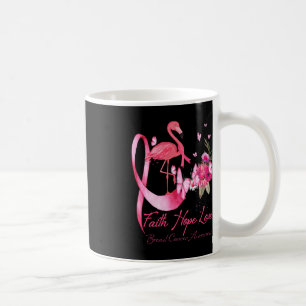 Taza De Café Faith Hope Love Pink Flamingo Ribbon Cáncer de Mam