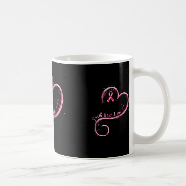 Taza De Café Faith Hope Love Pink Ribbon Brem Cancer Awarenes (Derecha)
