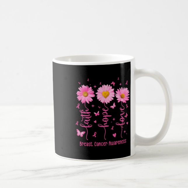 Taza De Café Faith Hope Love Pink Ribbon Brem Cancer Awarenes (Derecha)