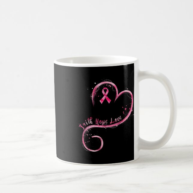 Taza De Café Faith Hope Love Pink Ribbon Brem Cancer Awarenes (Derecha)