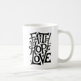 Taza De Café Faith Hope Love | Religiosa cristiana moderna