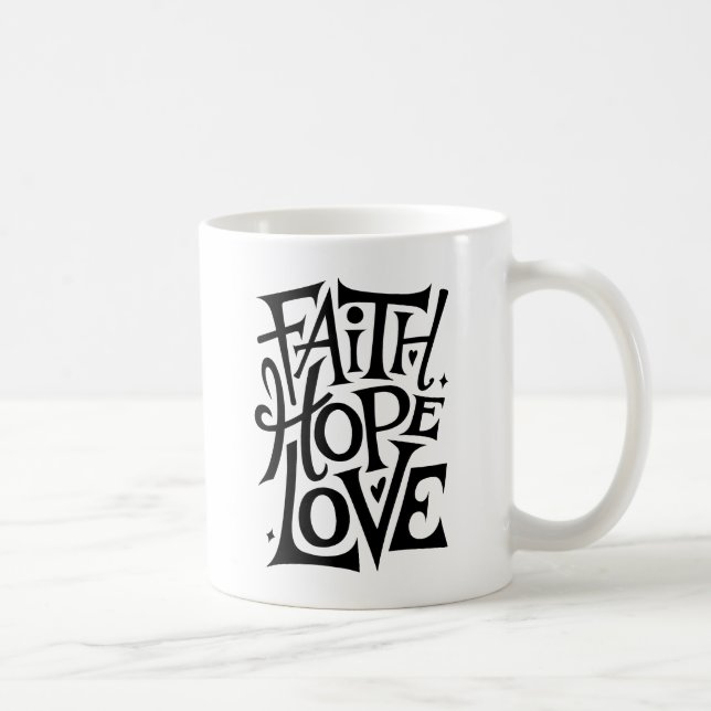 Taza De Café Faith Hope Love | Religiosa cristiana moderna (Derecha)