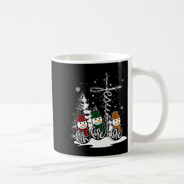 Taza De Café Faith Hope Love Snowman Jesus Christian Tree Chris (Derecha)