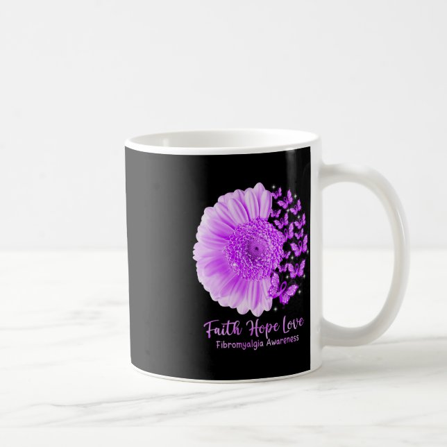 Taza De Café Faith Hope Love Sunflower Butterfly Fibromialgia A (Derecha)