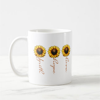 Taza De Café Faith Hope Love Sunflower Personalizado