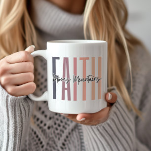 Taza De Café Faith mueve montañas la Biblia Verse