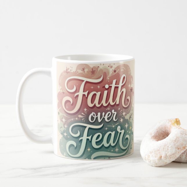 Taza De Café Faith Over Fear 15 Oz Coffee Mug (Con donut)