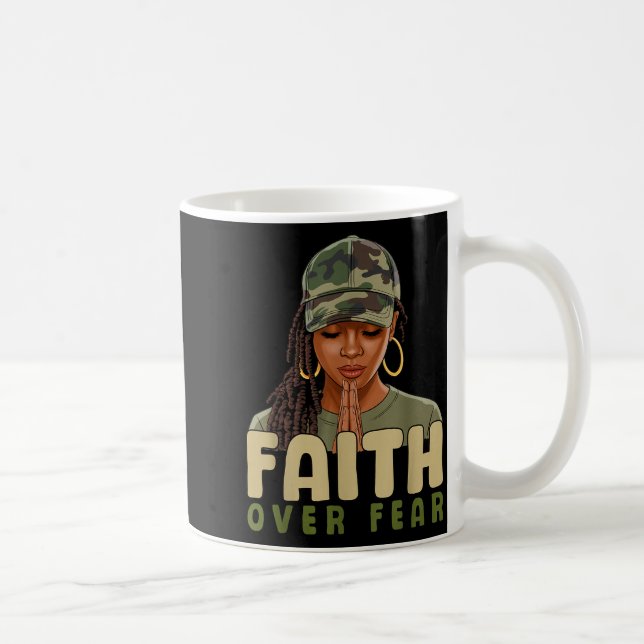 Taza De Café Faith Over Fear Christian Camo African American Af (Derecha)