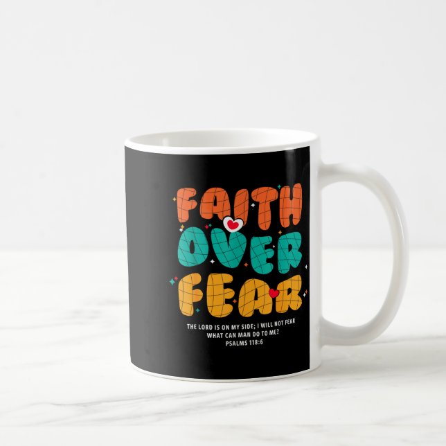 Taza De Café Faith Over Fear Christian Religious Groovy Men Wom (Derecha)