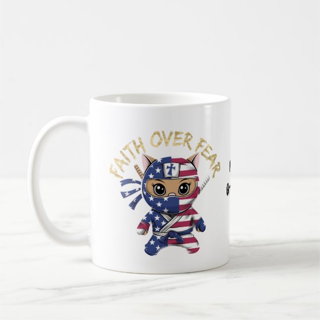 Taza De Café Faith Over Fear Inspirational Christian Customized (Izquierda)