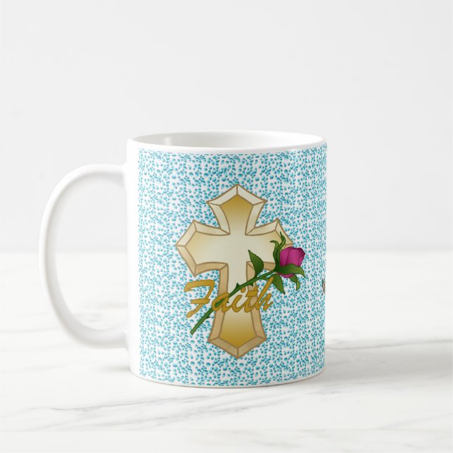 Taza De Café Faith Rosa Christian Cross mug (Izquierda)