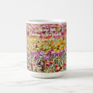 Taza De Café Faith Tulip Floral Scripts Love Mug Cup