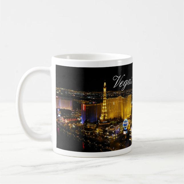 Taza De Café Faja de Las Vegas, vista aérea de las luces noctur (Izquierda)