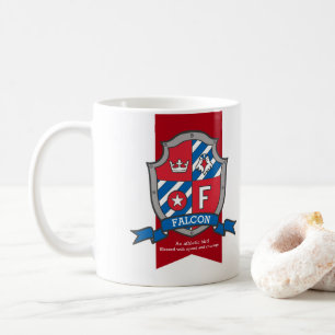 Taza De Café Falcon knight shield rojo nombre azul que signific