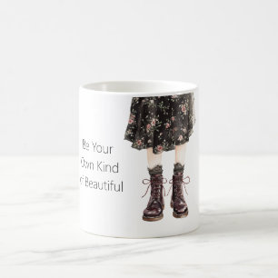Taza De Café Falda de flores rosas negras Botas