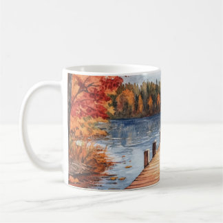 Taza De Café Fall Autumn Nature Lake Trees Landscape