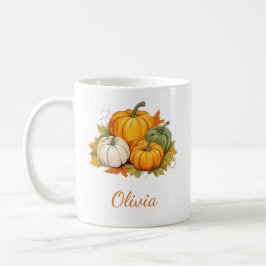 Taza De Café Fall Autumn Rustic Pumpkin Custom Name Baby Shower