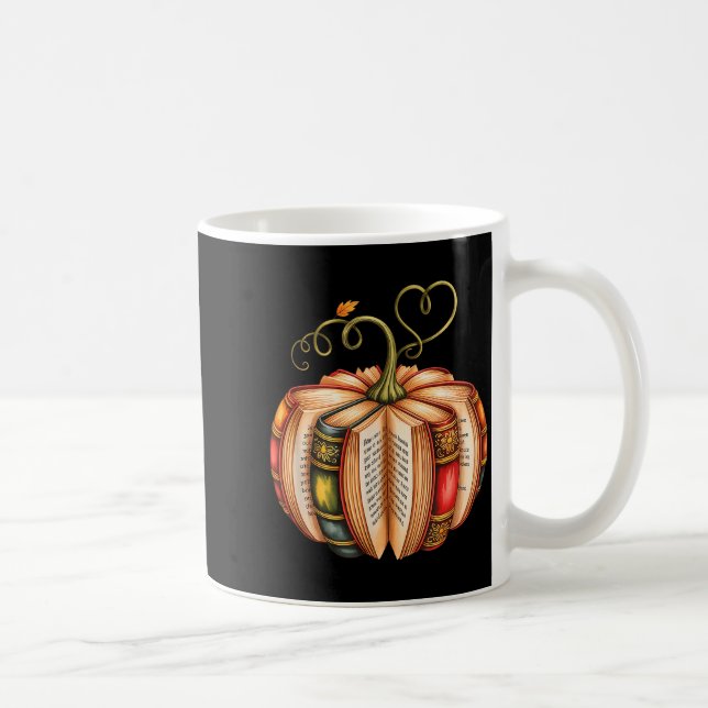 Taza De Café Fall Book Pumpkin Fall Librarians Bookworm Teacher (Derecha)