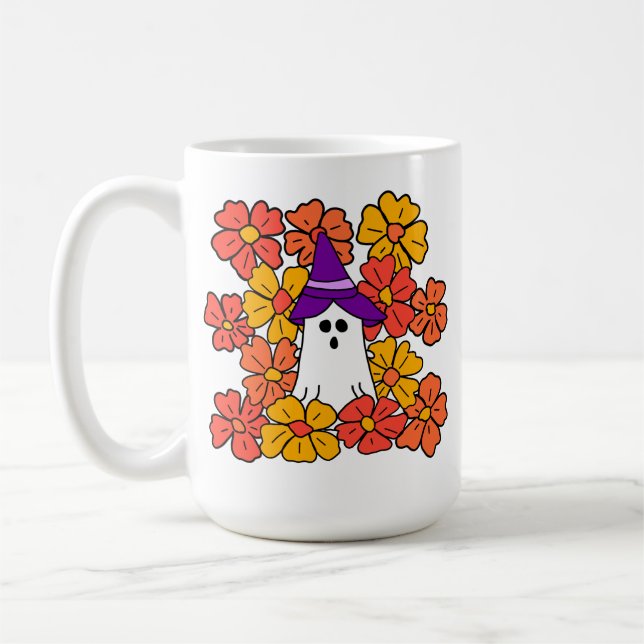 Taza De Café Fall Floral Halloween Ghost (Izquierda)