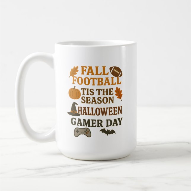 Taza De Café Fall Football Tis The Season Halloween Gamer Day (Izquierda)